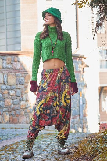 Los banditos Elastic Waist and Leg Yellow Patterned Shalwar Trousers