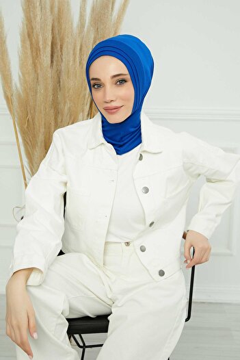 Aisha's Design Πλισέ Μπονέ, B-76, Μπλε Σαξόφωνο