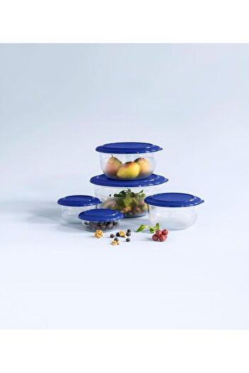 Tupperware Night Blue Crystal Bowl Serving Set of 5 - 275ml, 450ml, 1.1L, 2.1L, 3.5L