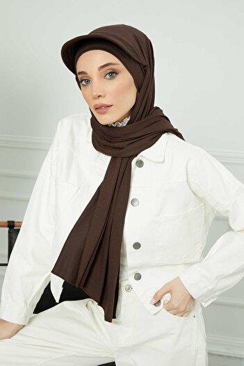 Aisha's Design Χτενισμένο βαμβακερό σάλι με προσωπίδα, SS-1, καφέ