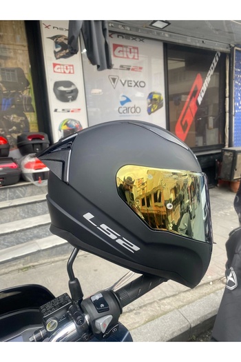 LS2 Rapıd Mat Siyah Kask - GOLD VİZÖR + SPOİLER