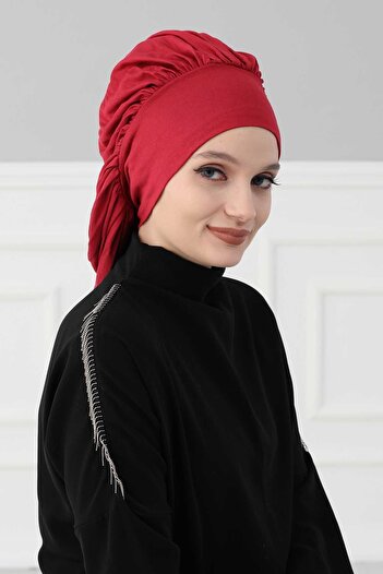 Aisha's Design Flowy Combed Cotton Bonnet, B-25, Burgundy