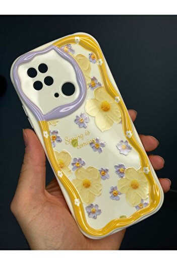 Fibaks Redmi 10C/Poco C40 Compatible Case Designed Patterned Camera Protection Daisy Flower Colorful Silicone Cover