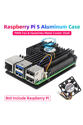 Choice1 Raspberry Pi 5 Aluminum Case with PWN Fan Silicone Heatsink Active Passive Cooling Radiator Coole...