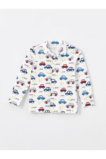 LC Waikiki Lcw Baby Printed Polo Collar Long Sleeve Printed Baby Boy Pajamas Set