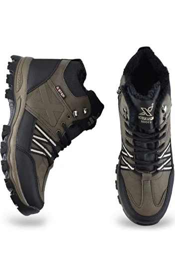 XStep Ανδρικές μπότες εξωτερικού χώρου Unisex με κορδόνια - Ανατομική Άνεση, Χειμερινή Γούνα, Βιζόν με φερμουάρ