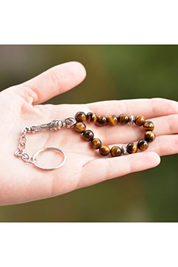 Taş Sandığı Tiger Eye Stone - Rosary Shaped Keychain