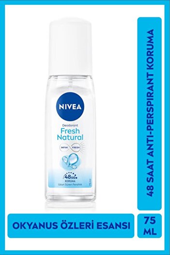 NIVEA Kadın Pump Deodorant Fresh Natural 75 ml,Ter Kokusuna Karşı 48 Saat Koruma,Okyanus Özleri