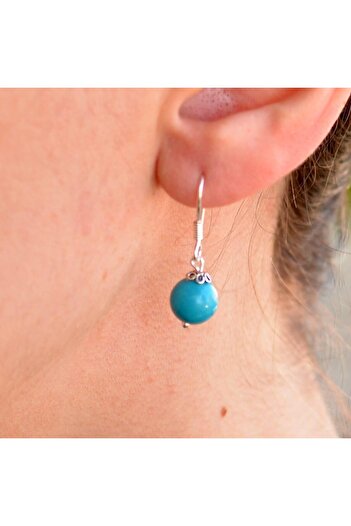 Taş Sandığı Turquoise Stone Silver Earrings