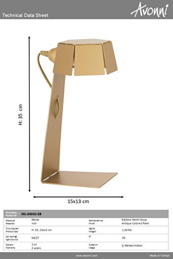 Avonni AVONNİ MODERN MASA LAMBASI ML-34002-EB