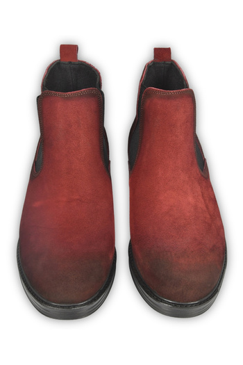 DeepSEA Men's Burgundy Suede Leather Orthopedic Sole Chelsea Boots with Elastic Sides 2509938