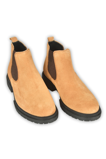 DeepSEA Men's Camel Elastic Sides Suede Leather Orthopedic Sole Chelsea Boots 2509938