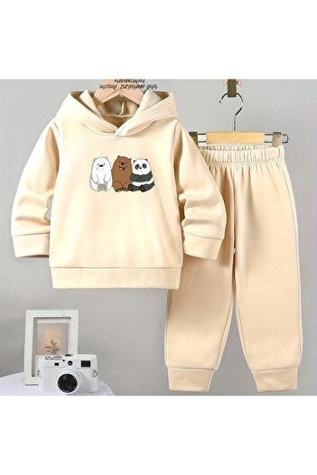 BENROMA Children's Tracksuit Set 3 Bears Printed Unisex Oversize Fit