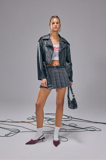 bases. Faux Leather Biker Jacket