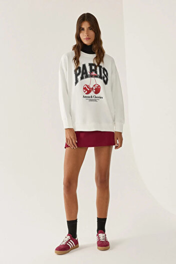 Hiccup Printed Relaxed Cut Crew Neck Sweatshirt
