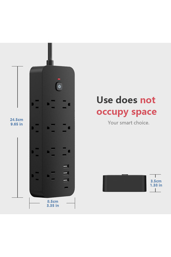 Choice US Plug TT-PS04B 1.5M 18-in-1 US Power Strip, Power Strip Surge Protector 13 AC Outlets 3 USB 1 Ty