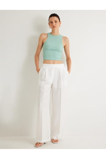 Koton Melis Ağazat - Basic Halter Collar Textured Tank Top