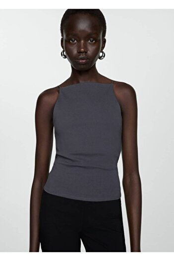 MANGO Woman Slim Fit Halter Collar Blouse