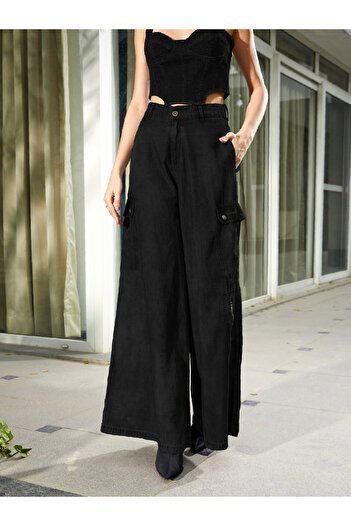 Sassafras By Styli High Rise Cargo Wide Leg Pants
