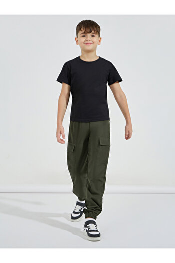 Styli Solid Elastic Waist Cargo Pants