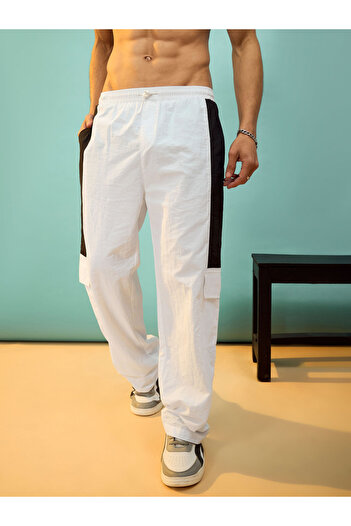 Mascln Sassafras By Styli Flap Pocket Parachute Pants with Contrast Panel
