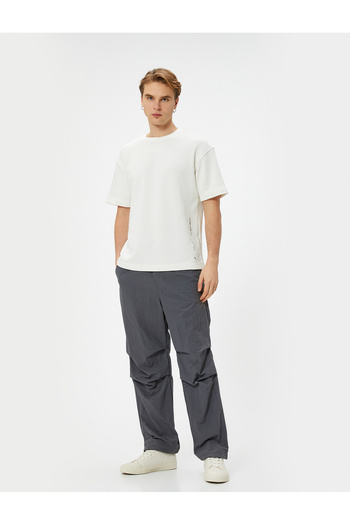 Koton Oversize T-Shirt Slogan Printed Short Sleeve Crew Neck
