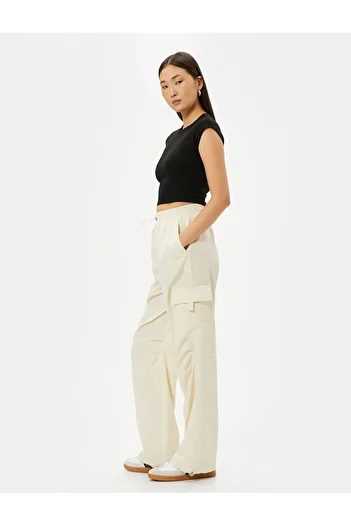 Koton Parachute Pants with Cargo Pocket, Elastic Waist and Stopper