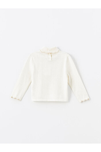 LC Waikiki Lcw Kids Ecru Half Turtleneck Girl's Sweater