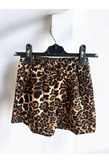 Zekids Fusta scurtă cu model leopard pentru fetiță, cu talie elastică