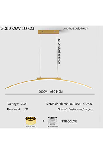 Choice Pendant Lamp Minimalist Curve Hanging Light Adjustable Height LED Dining Energy Saving Light for ...