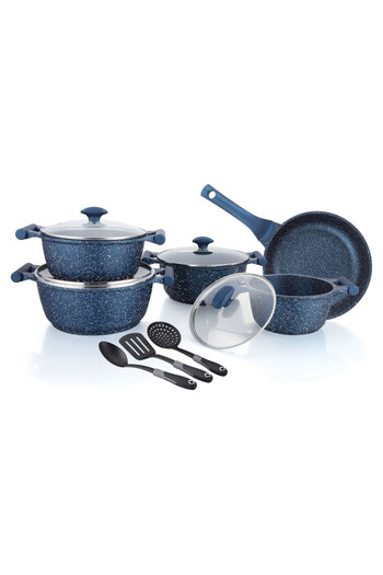 Prestige Essentials Granite 12 Piece NonStick Cast Aluminium Cookware sets - Blue