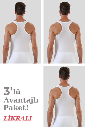Arma Yıldız Men's White Cotton Lycra Athlete Undershirt 3 Pack