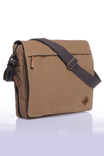 By Hakan Gk12 Canvas Postman Flat Crossbody Bag Beige