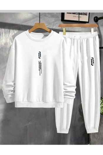 Shine Stone Men's Printed Crew Neck Bottom Top Set