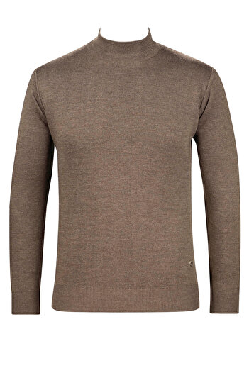 Çizgi Triko Stripe Knitwear Men's Half Turtleneck Knitwear Sweater Patterned Sleeve and Waist Elastic Steel Knit Classic Fit