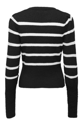 ONLY Onlpiumo Ls Puff Stripe O-Neck Cc Knt Black 15324211