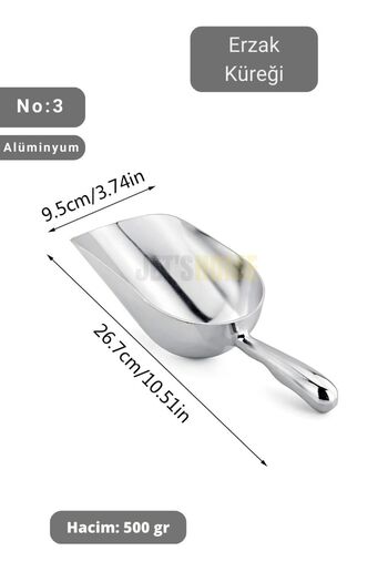 Jet's Home 27 cm Volume Food Shovel - Aluminum Pulses, Flour Shovel, Nuts Shovel No:3