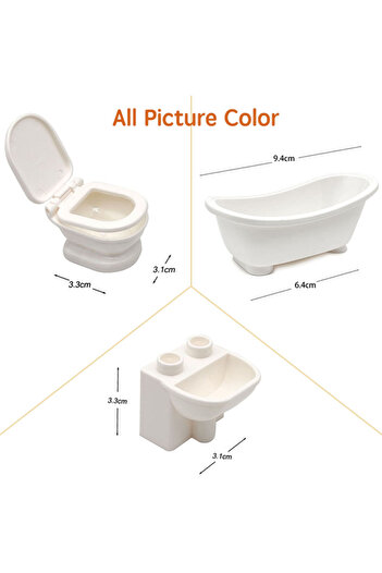 Choice H3 3PCS Big Building Block Villa Play House Mini Furniture Toys For Children Kid Compatible With Dup
