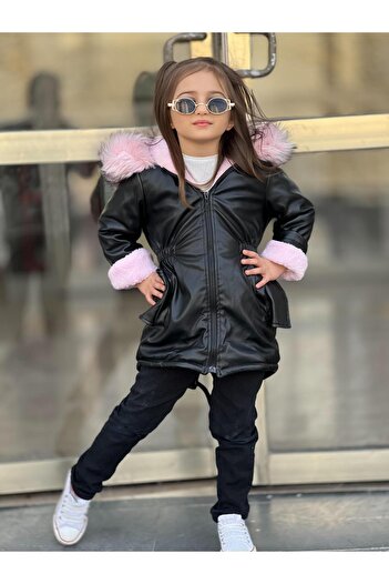 Kelebek Girl's Leather Coat