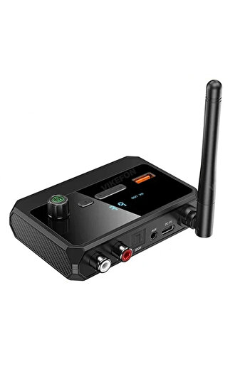 Vikefon Black Bluetooth 5.3 Audio Receiver Support USB U-Disk Play Wireless Adapter R/L 2 RCA/3.5MM AUX/Opti