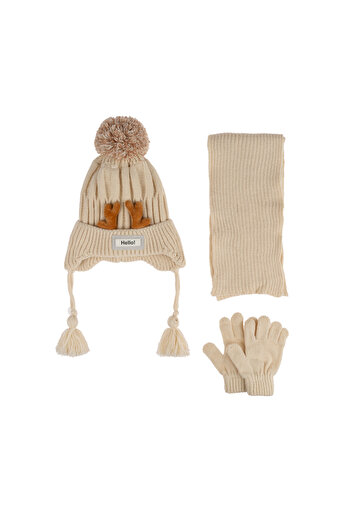 Aware Time Kitti 1-4 Years Boy Scarf Beanie Gloves Set of 3