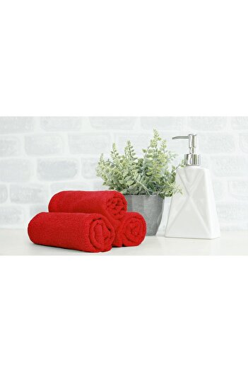KAYABEY HOME Red Two Pieces Hand Face Towels 30 X 50 cm Kitchen Bathroom Sports Guest Towel Set 100% Cotton Soft