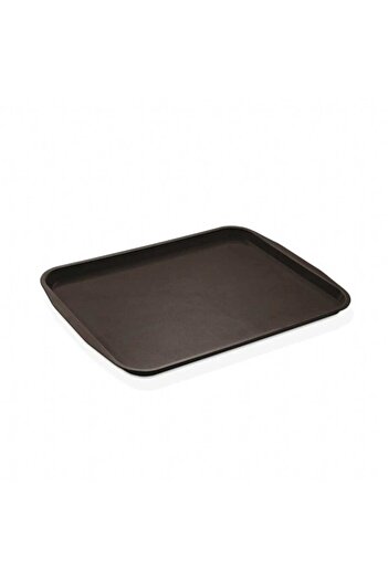 Ovebu Black Midi Size Plastic Serving Tray Unbreakable Restaurant Buffet Fast Food Use (44X32 cm)
