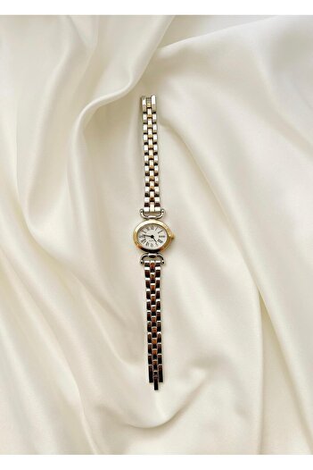 QUARTZ Minimal Steel Band Women Wrist Watch Silver-Gold Color