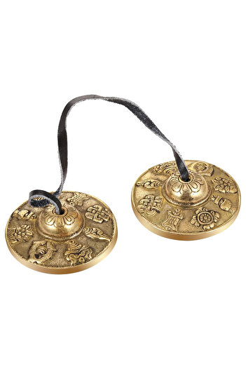 Choice Gold Tibetan Tingsha Cymbals 2pcs, Meditation Sanskrit Brass Chime Bells for Spiritual Healing Mindf