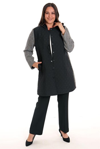 Metpoint Trend42plus Black Quilted Coat with Snap Button