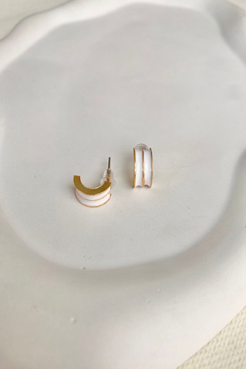 DEMOKAN Women's Earrings Double Strip Small Color Detail Earrings