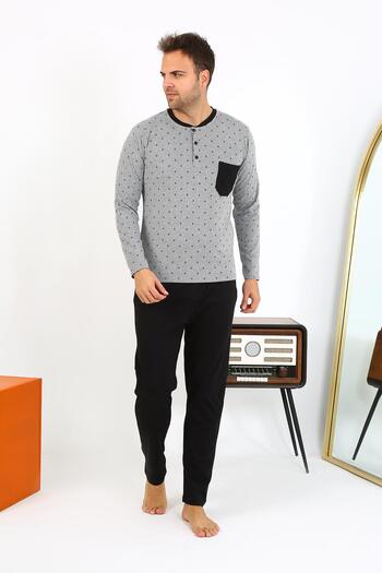 Akbeniz Erkek Uzun Kol Penye Füme Pijama Takımı 6861