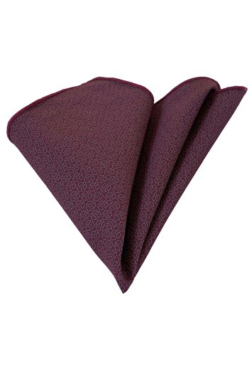 Exve Exclusive Gray Geometric Patterned Collar Handkerchief on Claret Red