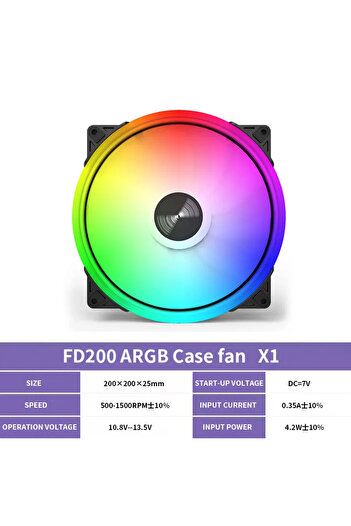 Choice A-RGB black 20025 argb TEUCER 20025 5V 3PIN ARGB Case Fan 200mm 4PIN Cooling Fan High Air Volume 500